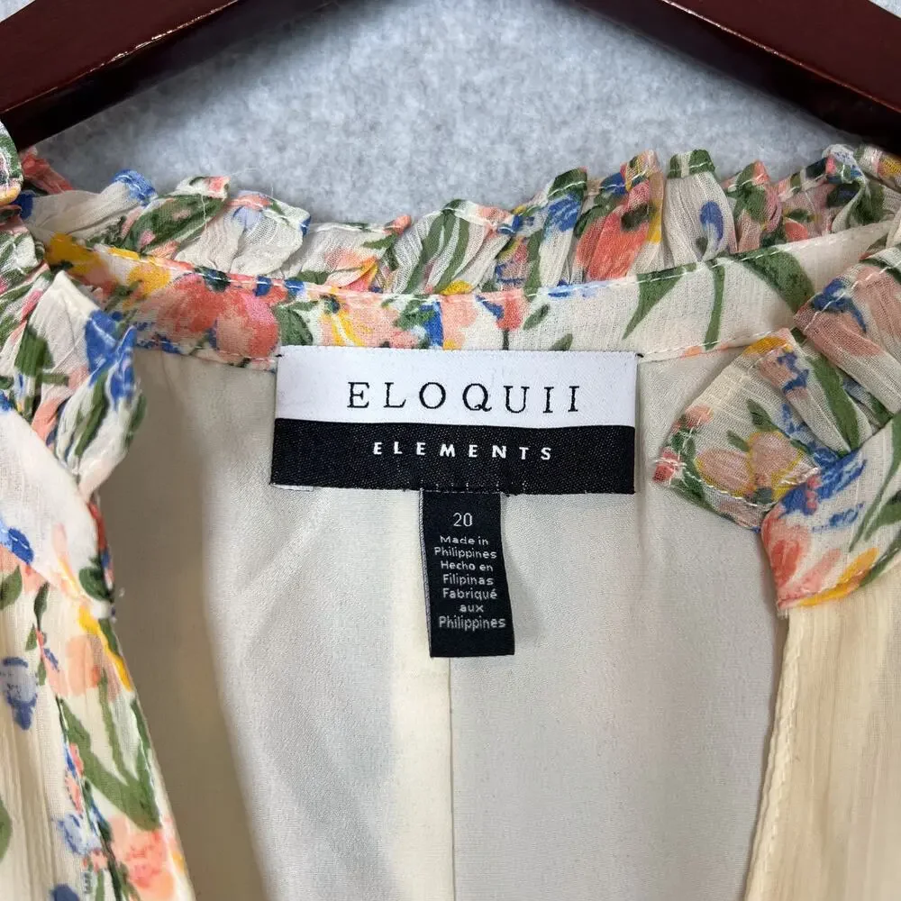 Eloquii Elements Floral Sleeveless Ruffle Trim Tiered Maxi Dress Size 20 - Picture 7 of 8